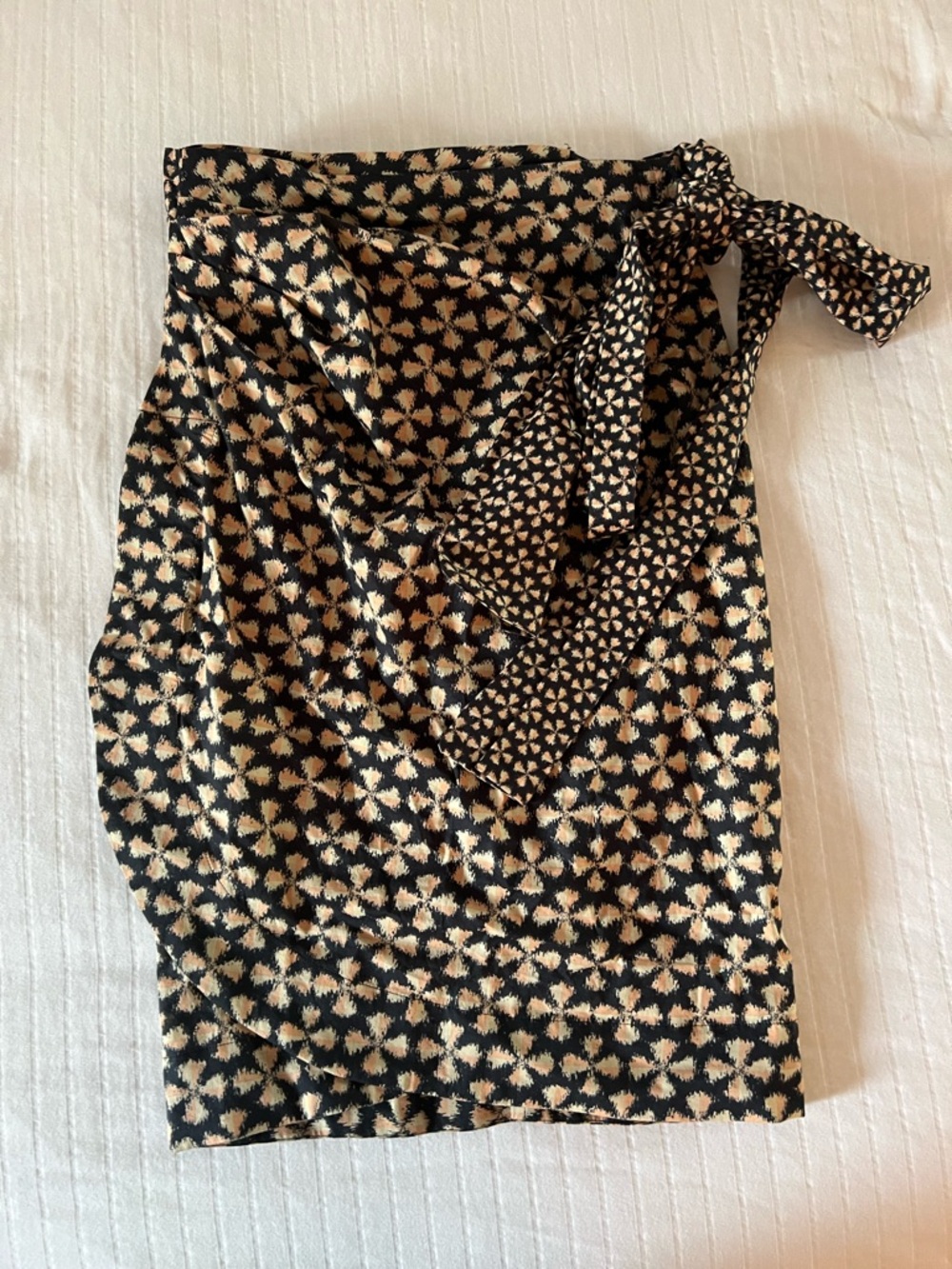 ba&sh Black and Cream Printed Pencil Skirt with Tie BA&SH brand new with tags L